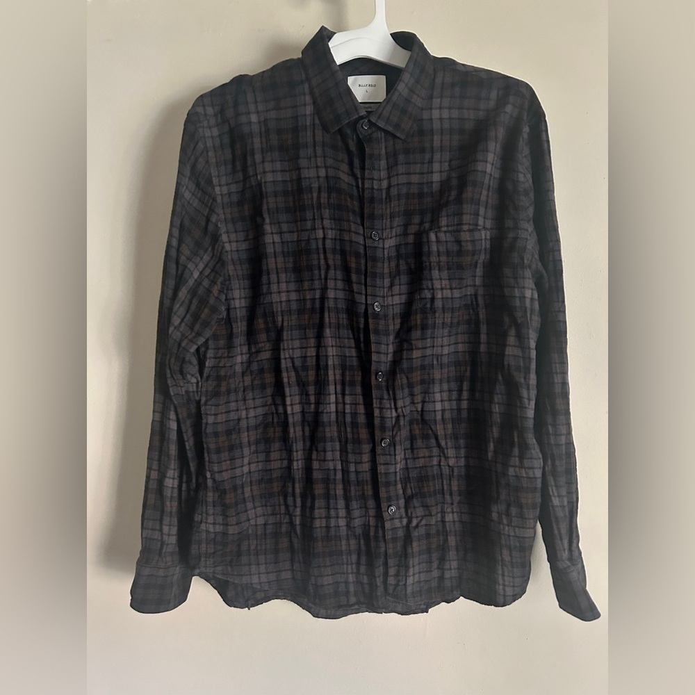 Billy Reid Men's Plaid Button Front Shirt L